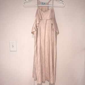 Pink suede dress w design on side
